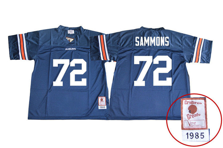 1985 Throwback Youth #72 Prince Micheal Sammons Auburn Tigers College Football Jerseys Sale-Navy